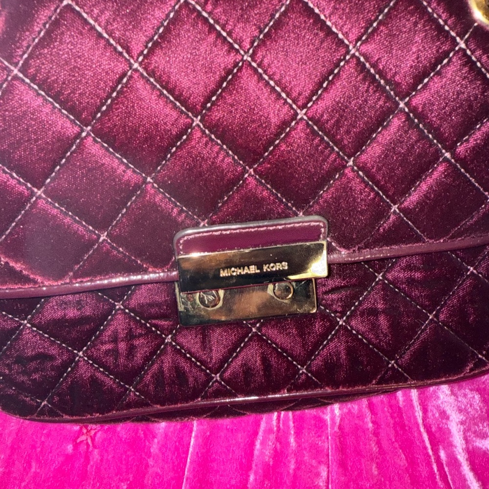 Michael Kors Quilted Burgundy velvet Bag